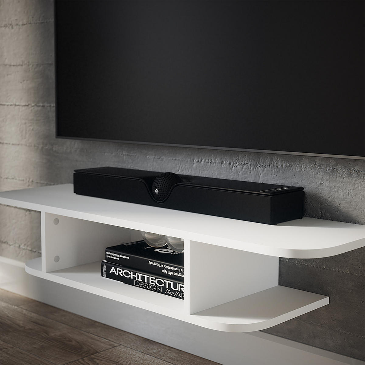 TV-SCHRANK Lorio Weiß 105 x 18.2 cm offene Fächer - Weiß, Holzwerkstoff (105/18.2/30cm) - Vicco
