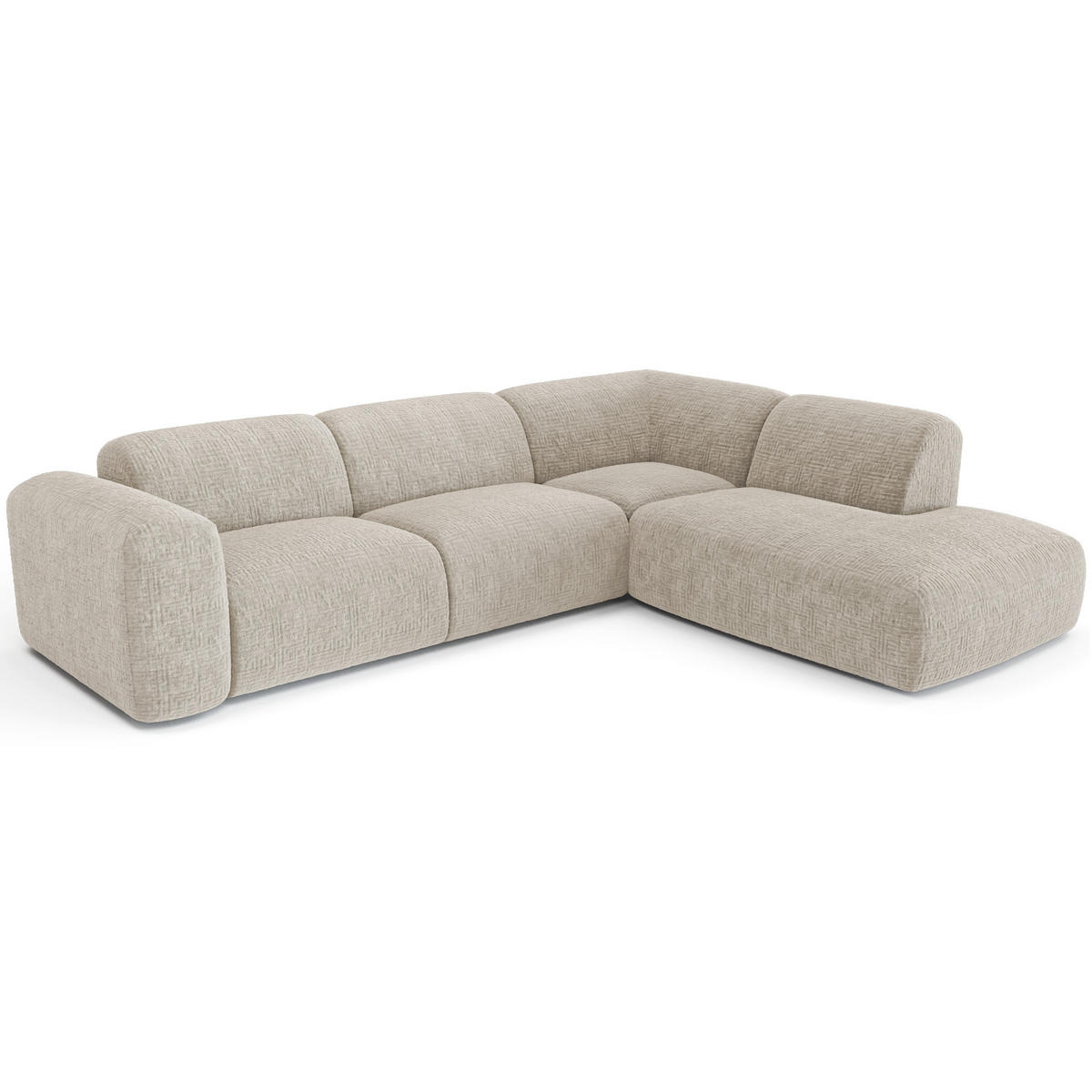 ECKSOFA RECHTS Gemusterter Samt Beige 269cm - Beige, Textil (269/221cm) - Sia Home