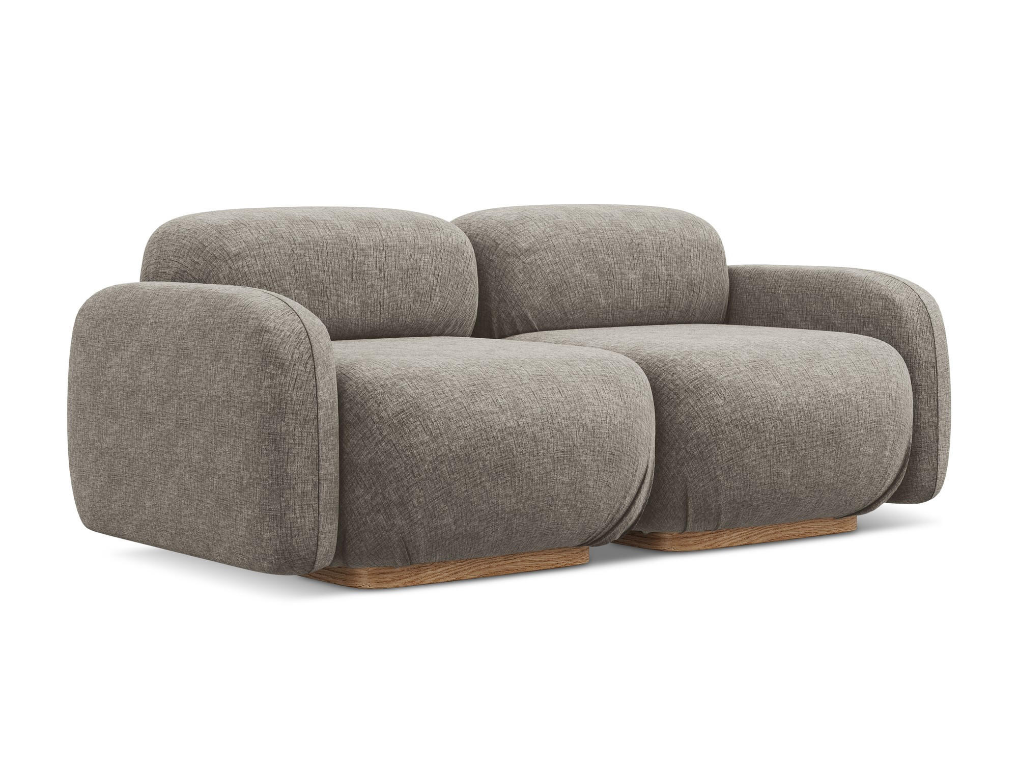 3-SITZER SOFA Chenille Stoff Grau - Taupe/Braun, Holz/Textil (190/73/95cm) - Makamii