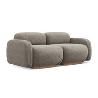 3-SITZER SOFA Chenille Stoff Grau - Taupe/Braun, Holz/Textil (190/73/95cm) - Makamii