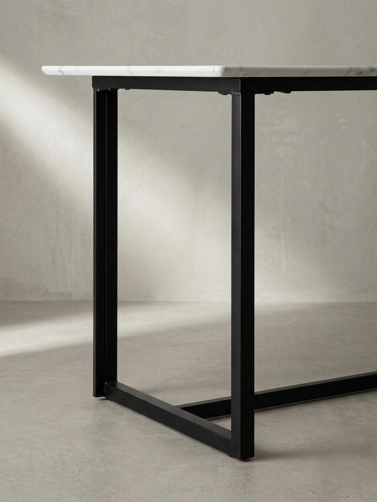 ESSTISCH Marmoroptik Metall Rechteckig Modern Klein, Weiß 120x60x76 cm - Schwarz/Weiß, Holzwerkstoff/Metall (60/120/76cm) - KADIMA DESIGN