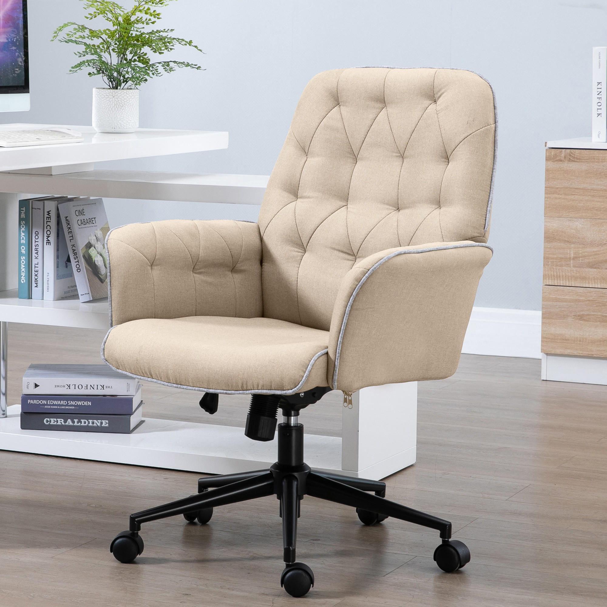 BÜROSTUHL, Schaumstoff, Beige - Beige, Kunststoff (69/90/66cm) - Vinsetto