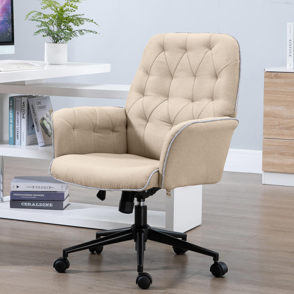 BÜROSTUHL, Schaumstoff, Beige - Beige, Kunststoff (69/90/66cm) - Vinsetto