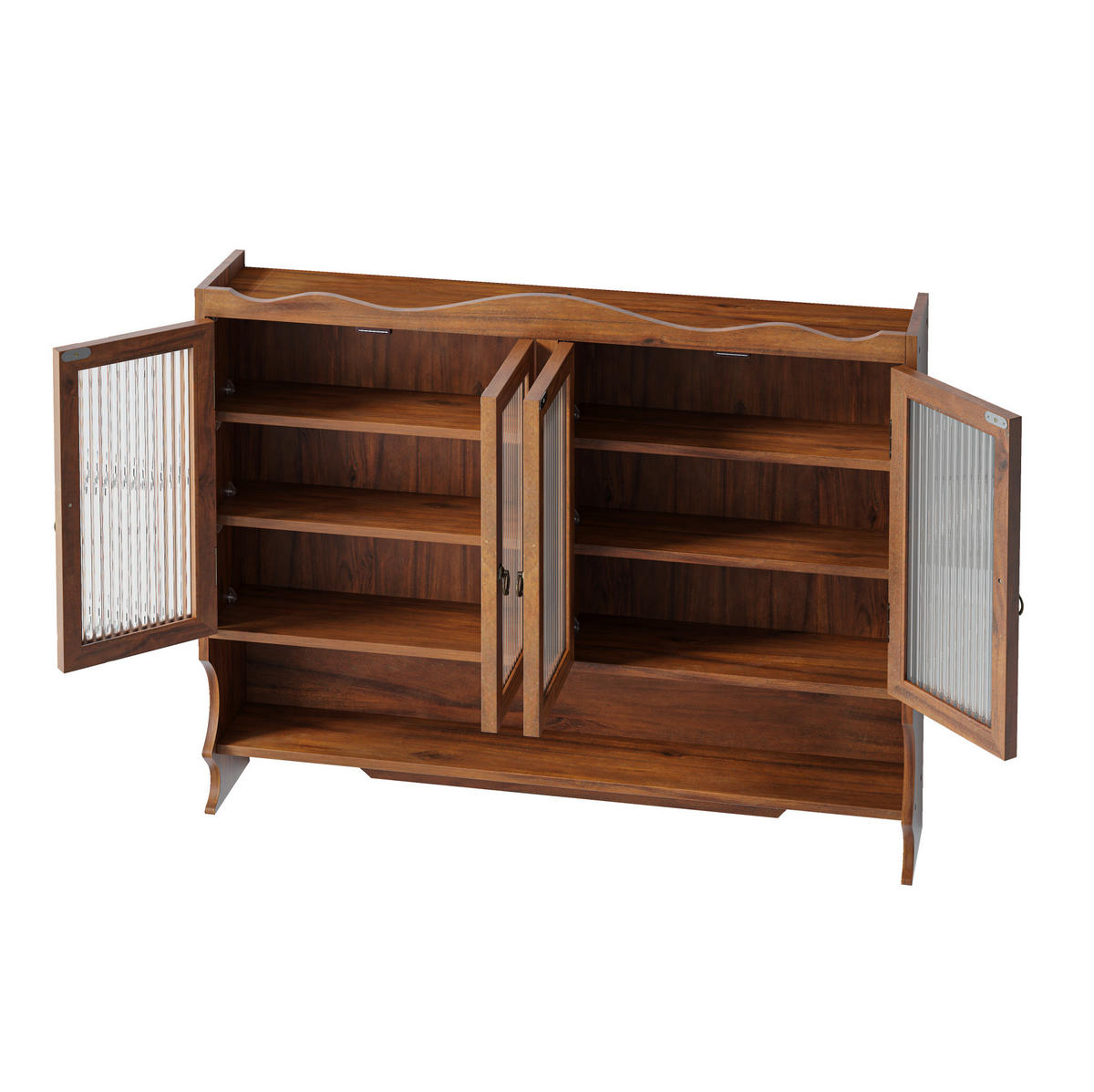 KÜCHENOBERSCHRANK 100/20/80 cm in Braun mit 4 Türen, Glasfront und herausnehmbaren Böden - Braun, Holz (100/80/20cm) - BEAOK