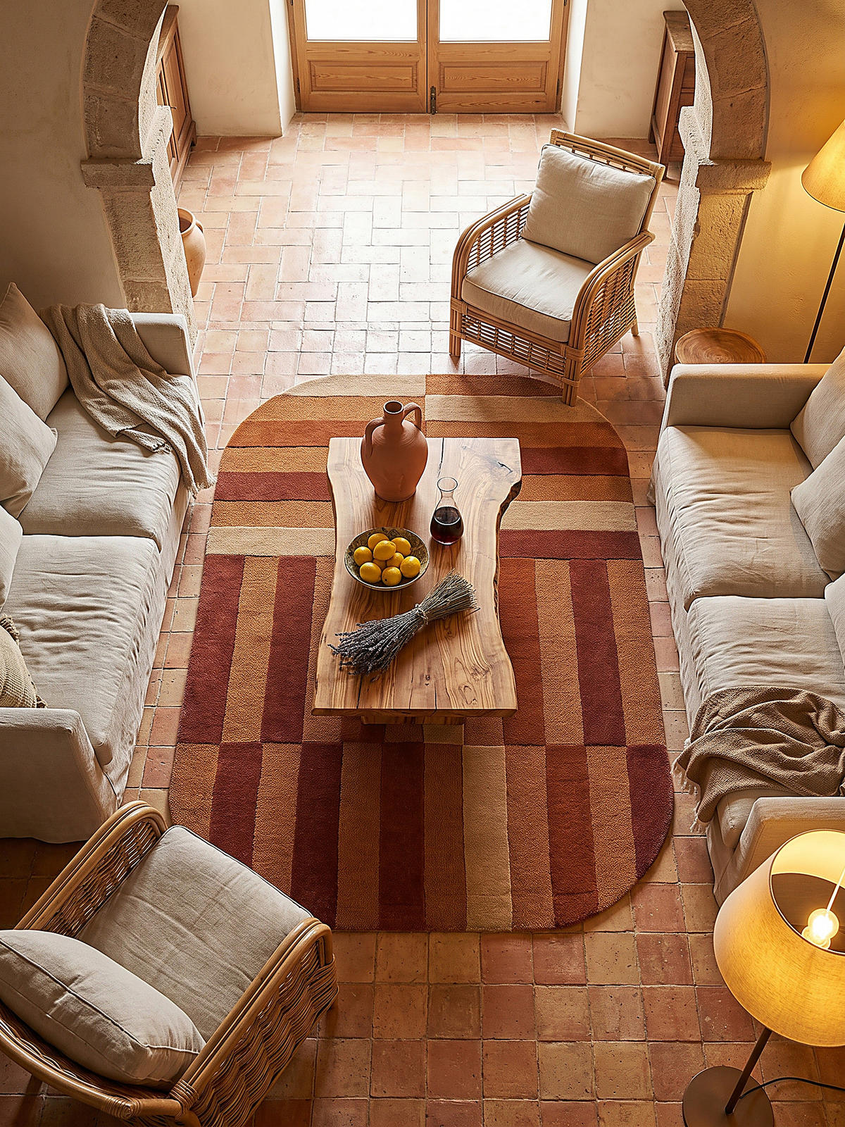 WOLLTEPPICH handgetuftet LUNAN, Blockstreifen, Terrakotta, 160 x 230 cm - Orange, Textil (160/230cm) - KADIMA DESIGN