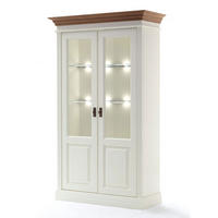 GLAS-VITRINE Standvitrine Novara - Weiß/Braun, Holz (117/196/45cm) - Casamia Massive Möbel