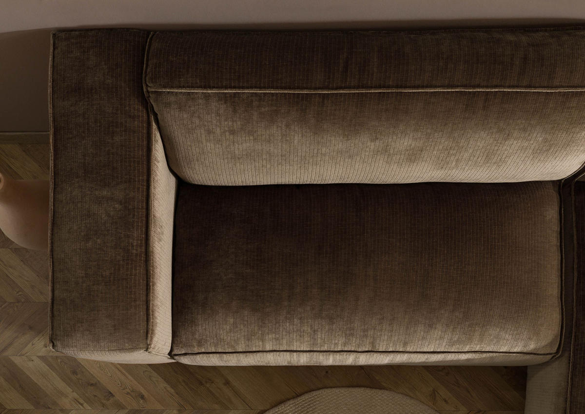 ECKSOFA 304x164x69 Ottomane rechts Cord taupe VALENCIA - Taupe, Kunststoff (304/164cm) - Massivmoebel24