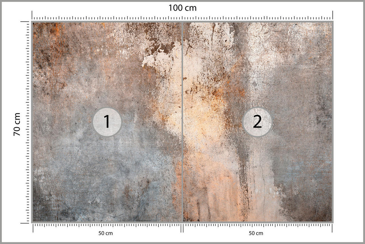 FOTOTAPETE für Wohnzimmer Beton Abstraktion 100x70 - Beige/Orange, Papier (100/70cm) - Muralo