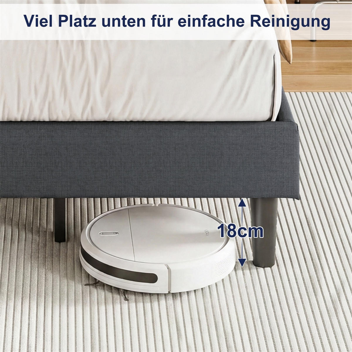 POLSTERBETT 90x200 cm mit LED-Beleuchtung - Kopfteil mit Ladefunktion - Gepolstertes Kopfteil - Grau - Grau, Textil (90/200cm) - DELFA