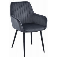 ESSZIMMERSTUHL Dunkelgrauer Velours, Gepolsterte Rückenlehne, Bequeme Sitzfläche - Grau, Textil (51/86/56cm) - Best For Home