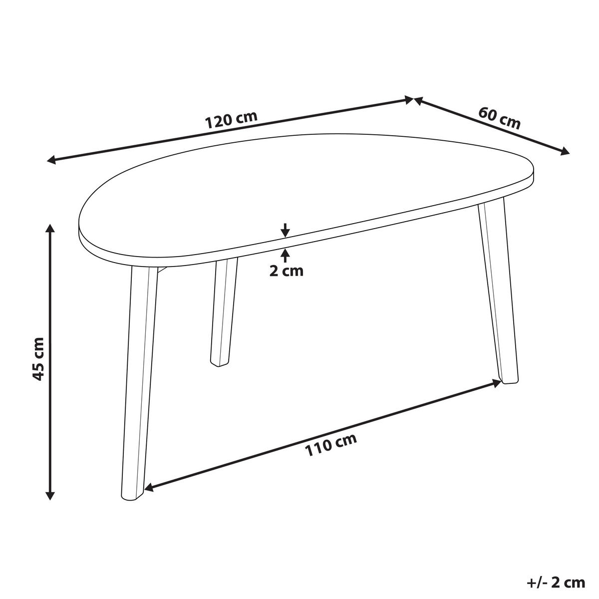 COUCHTISCH Weiß Fly - Hellbraun, Holzwerkstoff (60/120/45cm) - Beliani
