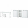 BÜRO-SET MUENCHEN 5-teilig weiß | Glasfront Abschließbar | Schreibtisch, Container, 2 Schränke, Regal - Weiß, Holzwerkstoff/Metall (415/120/80cm) - KADIMA DESIGN