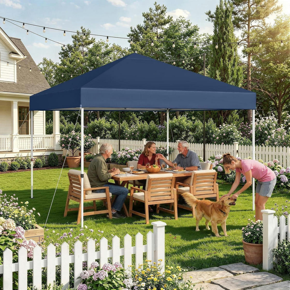 GARTENPAVILLON 300 x 300 cm Wasserdicht UV-Schutz 50+ Blau - Blau, Textil (300/265/300cm)
