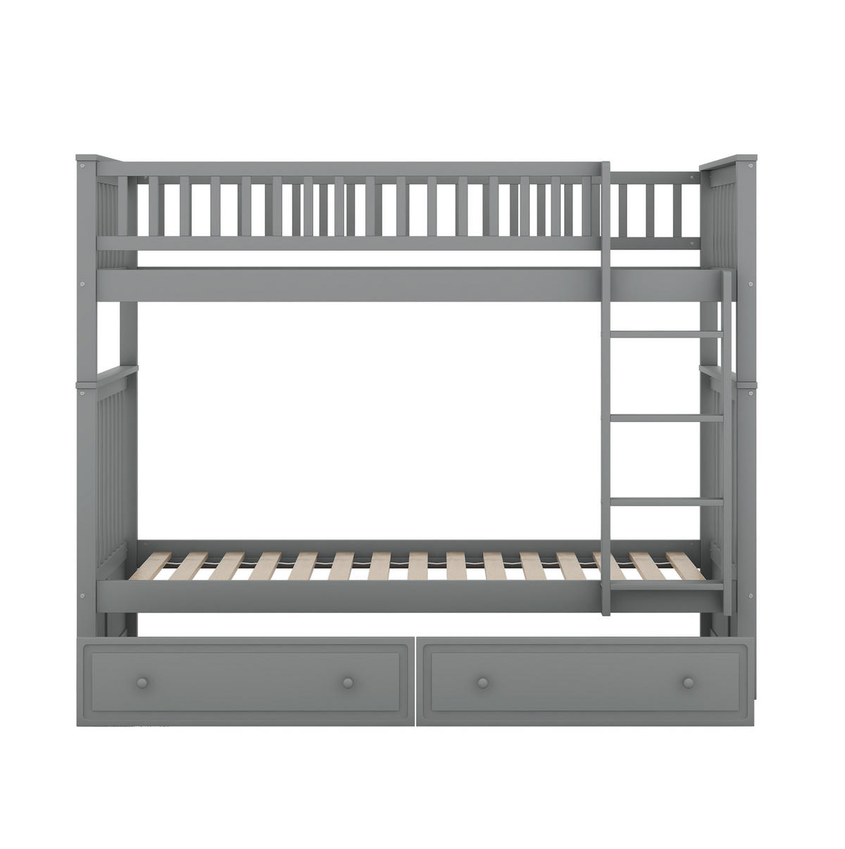 ETAGENBETT 90/200 cm mit 2 Schubladen und Umbaufunktion zu 2 Einzelbetten, Kiefer/MDF, Grau - Grau, Holzwerkstoff (90/200cm) - Redom