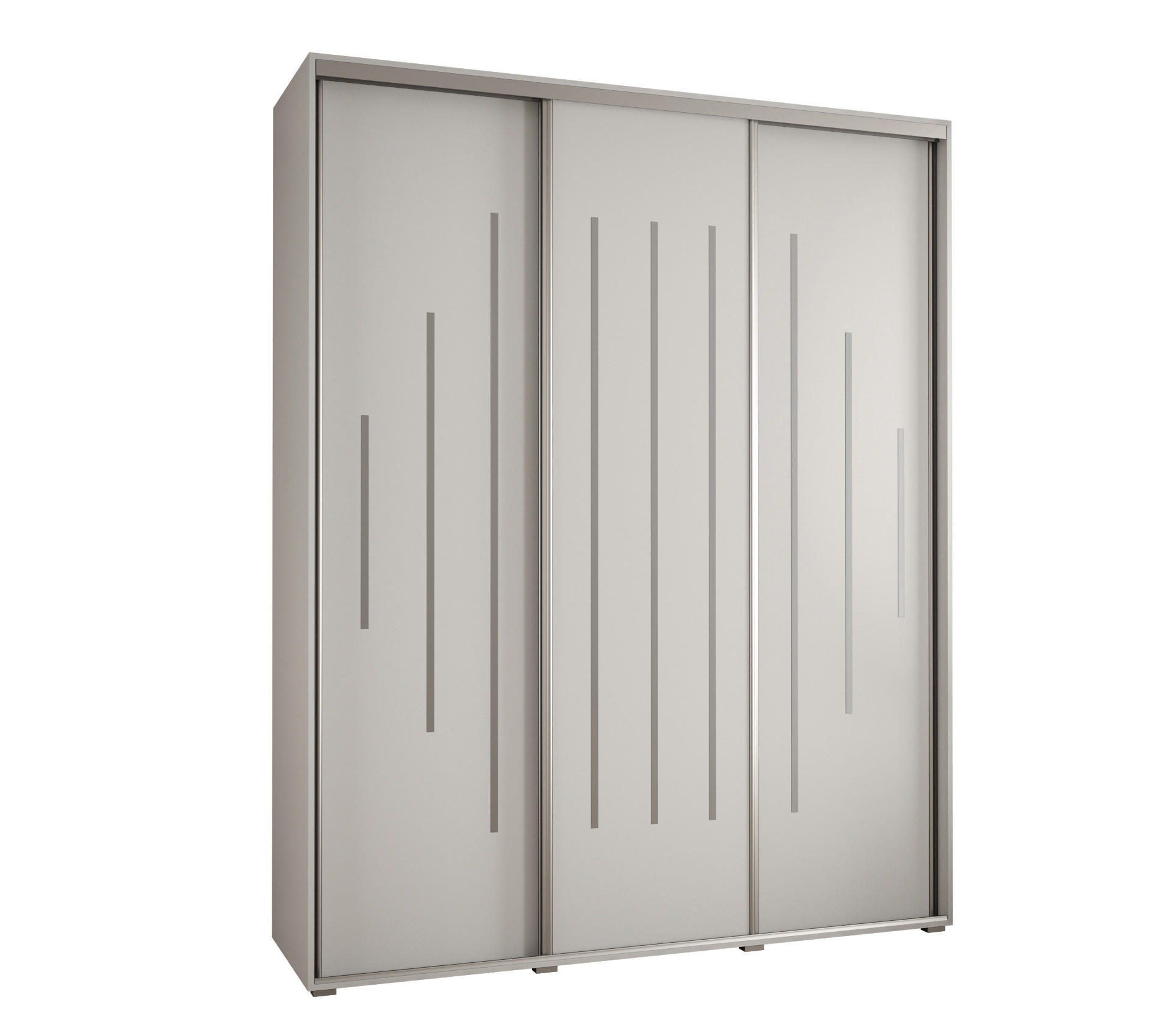 Abiks Möbel Schwebetürenschrank Weiß, Weiß, Silber 190x235x60 cm