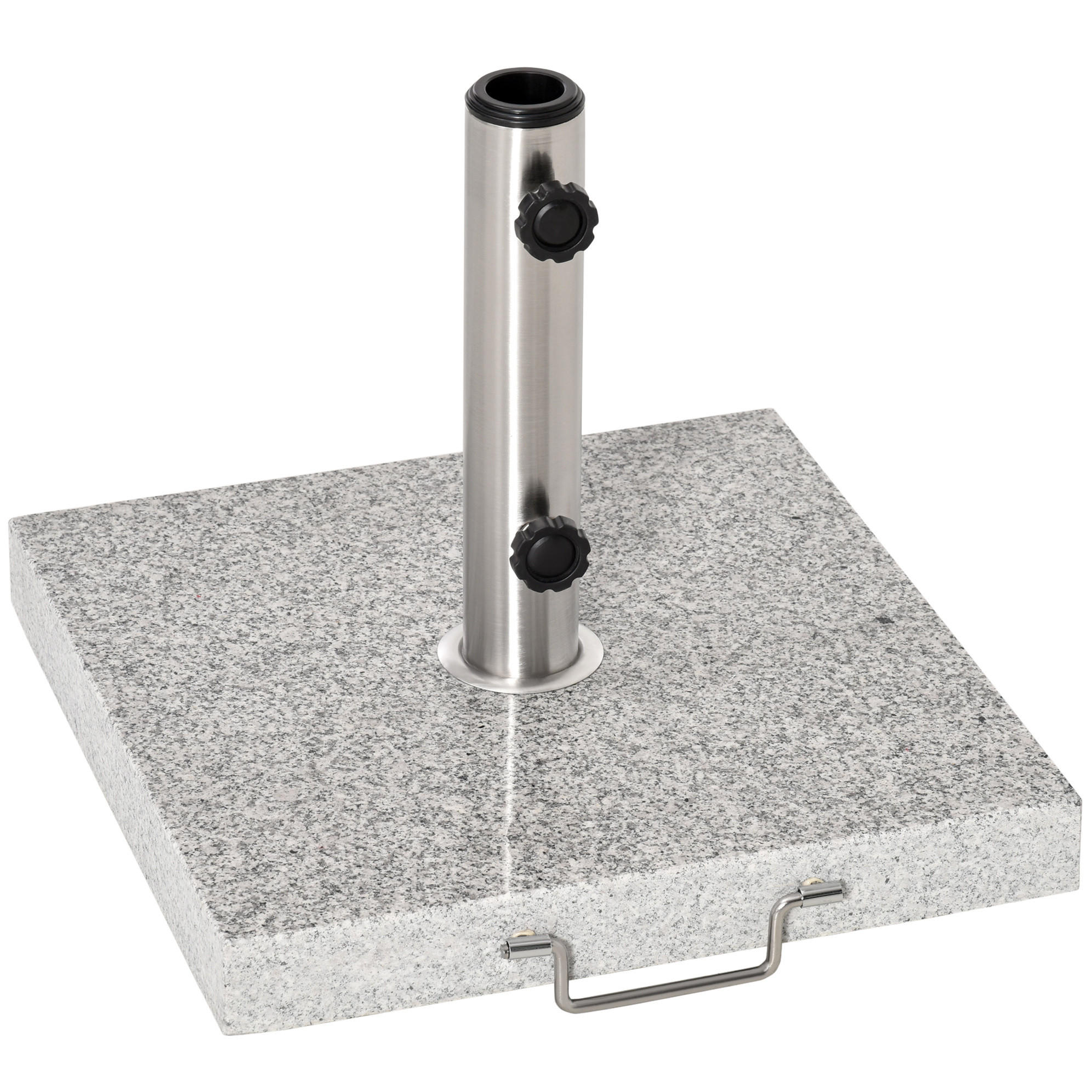 SONNENSCHIRMSTÄNDER 40/40/36 cm grau aus Marmor mit Rollen - Grau, Stein (40/40cm) - OKWISH