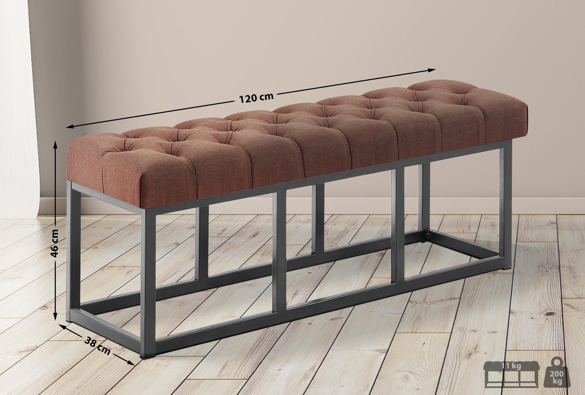 SITZBANK 120/38 cm Stoff Braun - Schwarz/Braun, Textil/Metall (120/46/38cm) - CLP