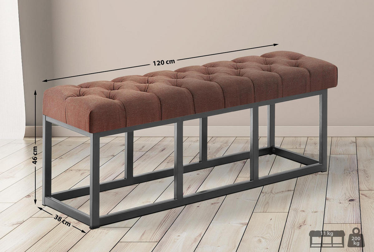 SITZBANK 120/38 cm Stoff Braun - Schwarz/Braun, Textil/Metall (120/46/38cm) - CLP