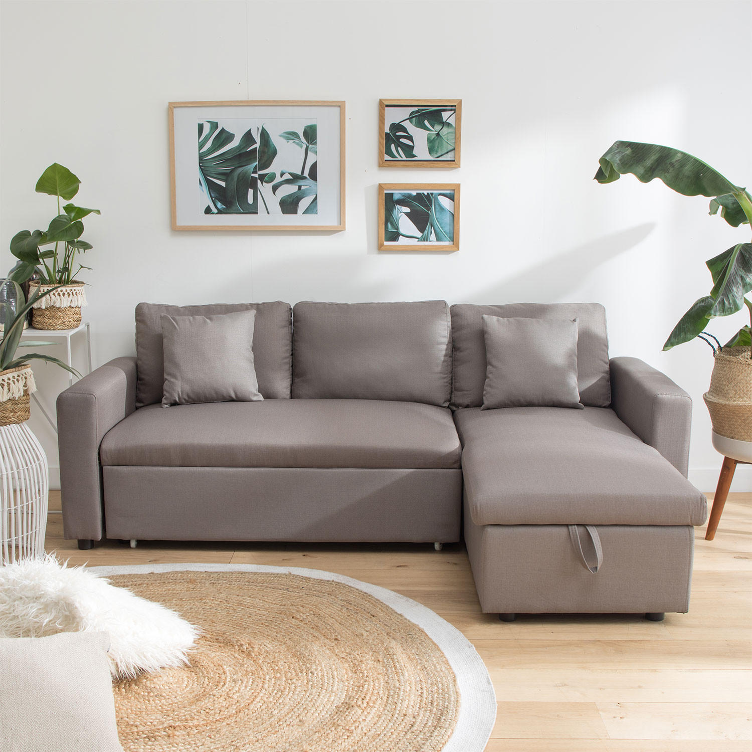 ECKSOFA CLARK Taupefarben 3 Plätze - Braun, Textil (225/146cm) - Happy Garden