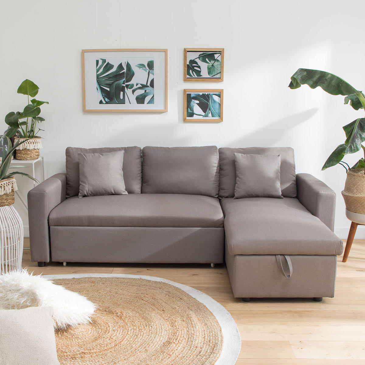 ECKSOFA CLARK Taupefarben 3 Plätze - Braun, Textil (225/146cm) - Happy Garden