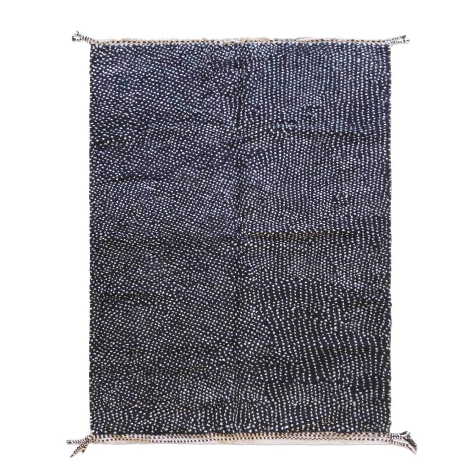 BERBERTEPPICH modern mit Punkten aus Wolle 200x 300 cm - Schwarz, Naturmaterialien (200/300cm) - AFK Living