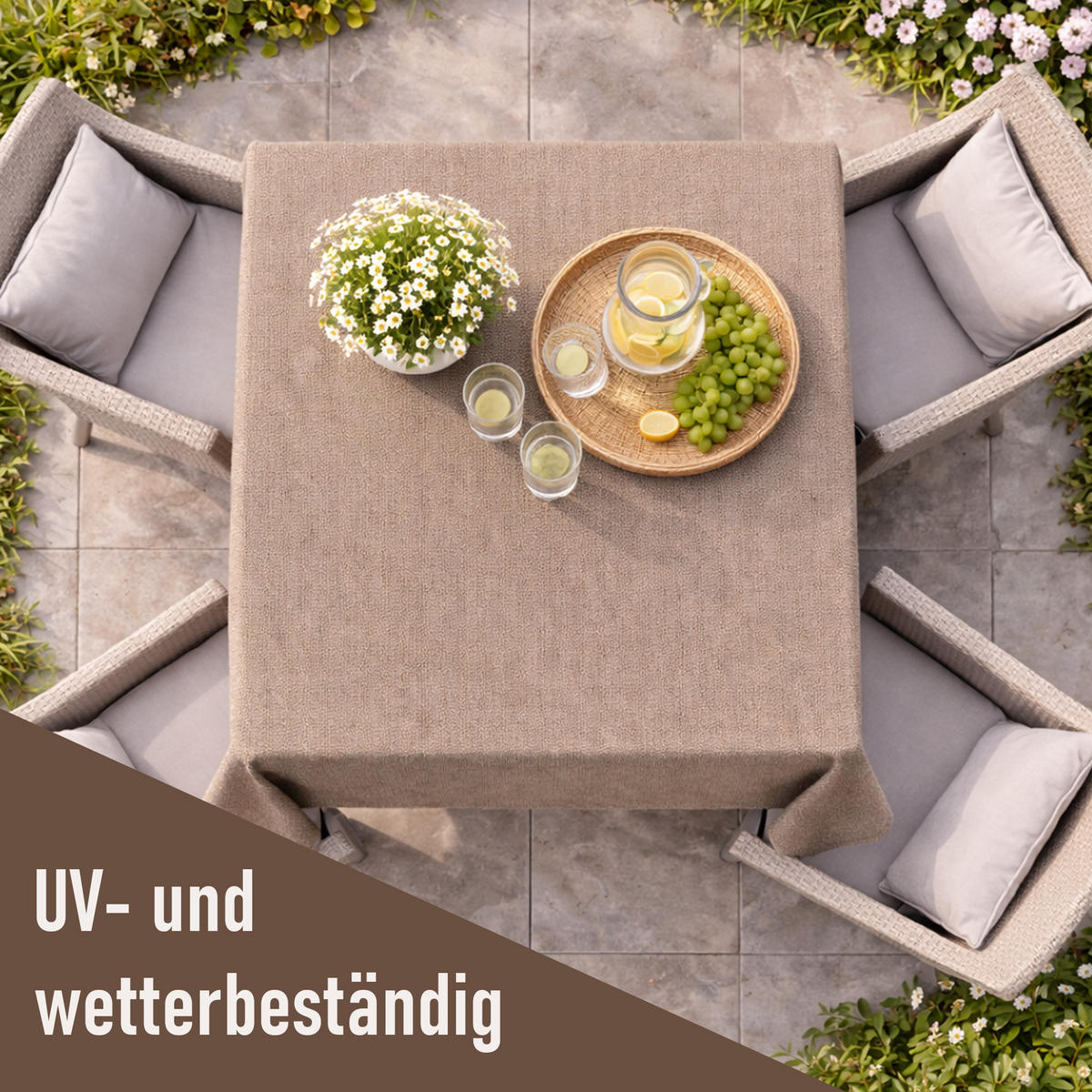 TISCHDECKE Garten Weichschaum 130x160cm - Taupe - Taupe, Kunststoff (160/130cm) - Bestlivings