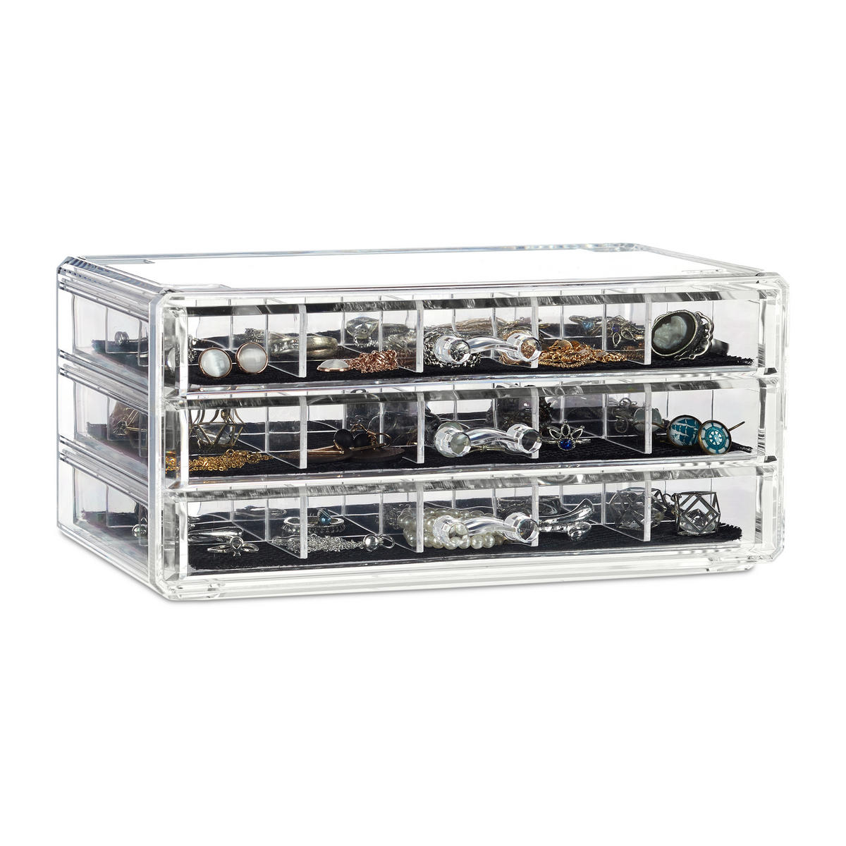 MAKEUP Organizer - Transparent, Kunststoff (23.5/10.5/15.5cm) - Relaxdays