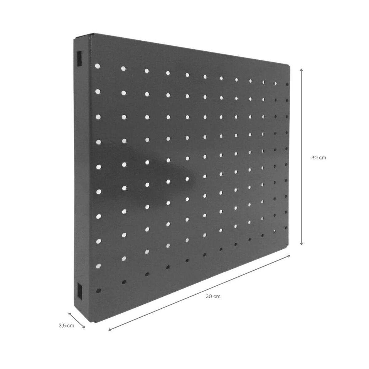 DOPPELPACK 2x Memoboard aus Stahl gelocht | HxBxT 30x30x3,5cm | Grau | Lochblech Wandtafel Trägersystem - Grau, Metall (30/30/3.5cm) - PROREGAL