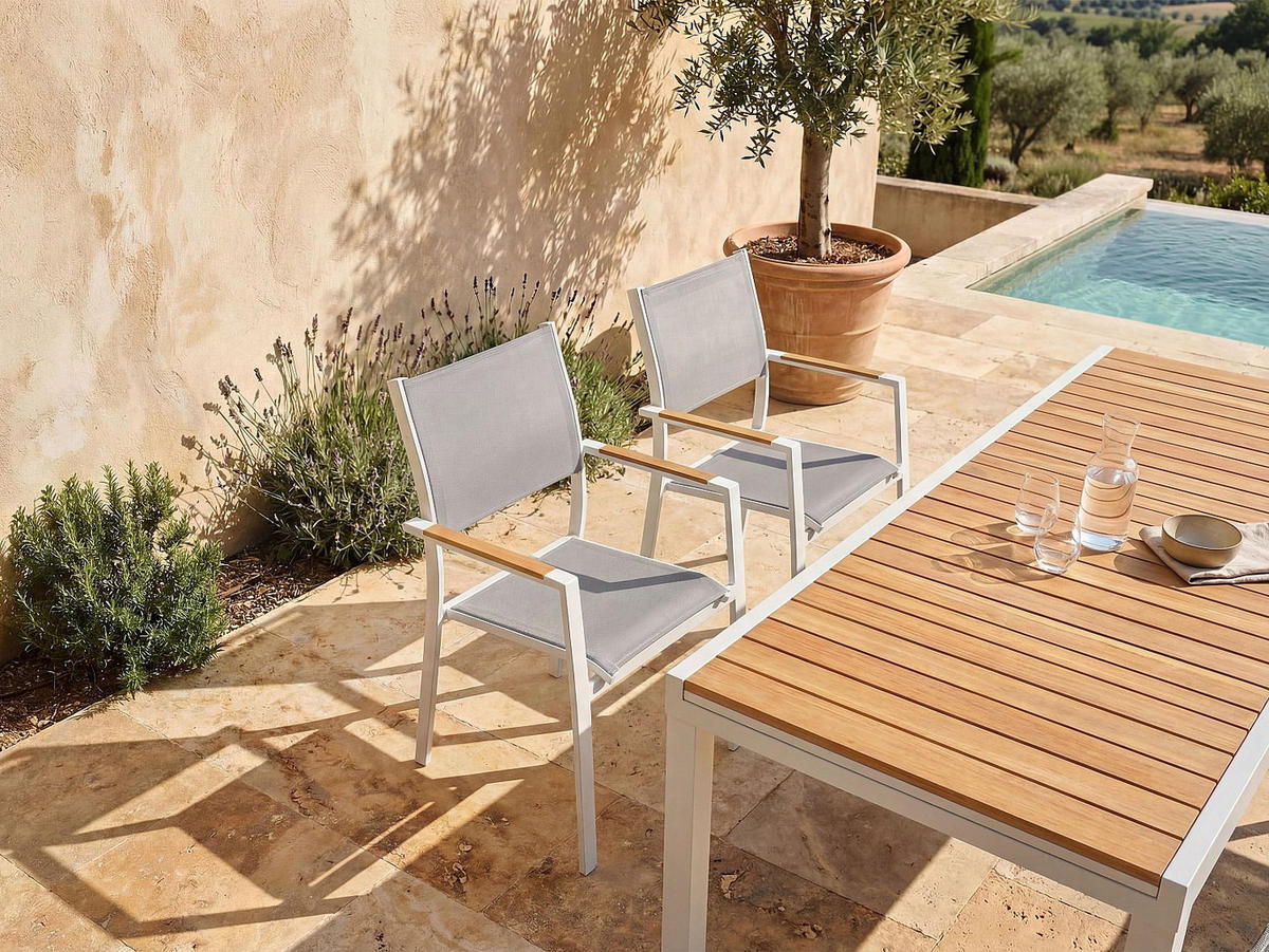 GARTENSTUHL 2er-Set - 57 cm x 60 cm - metall - weiß Macila - Weiß, Metall (57/89/60cm) - Vente-Unique