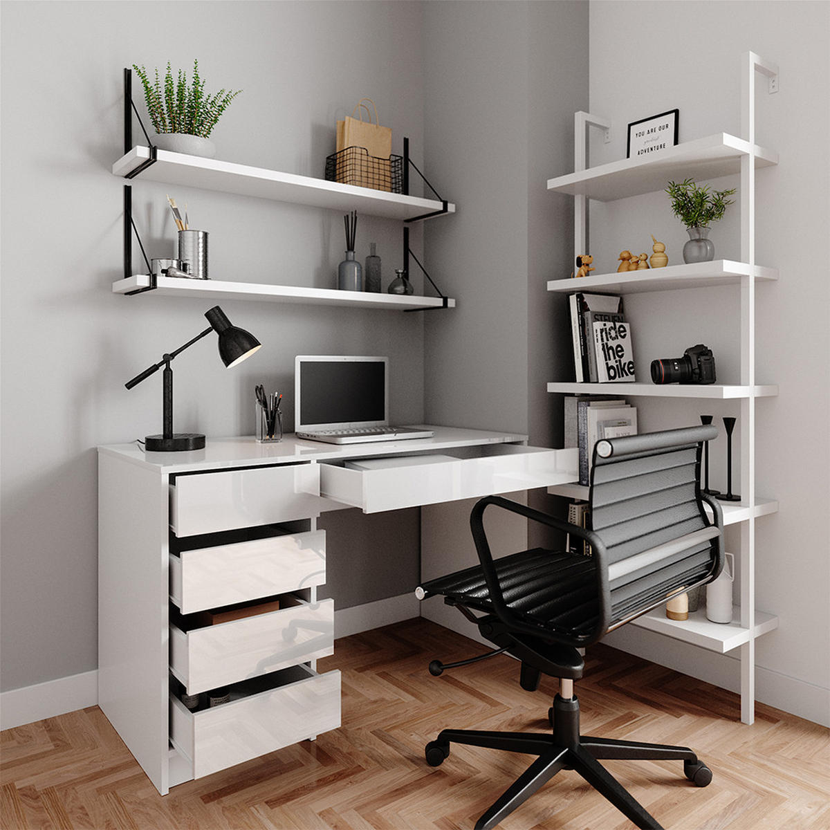 SCHREIBTISCH Sherry Weiß 120 cm - Weiß, Holzwerkstoff (120/55/75cm) - Vicco