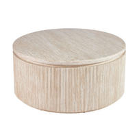 COUCHTISCH Lunado mit Travertin Tischplatte in edlem Säulenstil - Beige, Keramik (100/100/45cm) - alesvelt