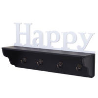 WANDGARDEROBE HAPPY 4 HAKEN Schwarz, Reinweiß - Schwarz/Weiß, Holz (60/30/13cm) - MCW