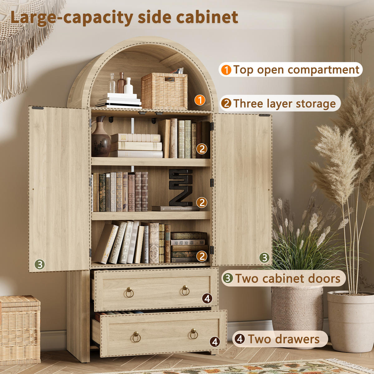 SIDEBOARD Eichenholzfarben 80/40/180 cm - Eichefarben, Holzwerkstoff (80/180/40cm) - PANGIVO