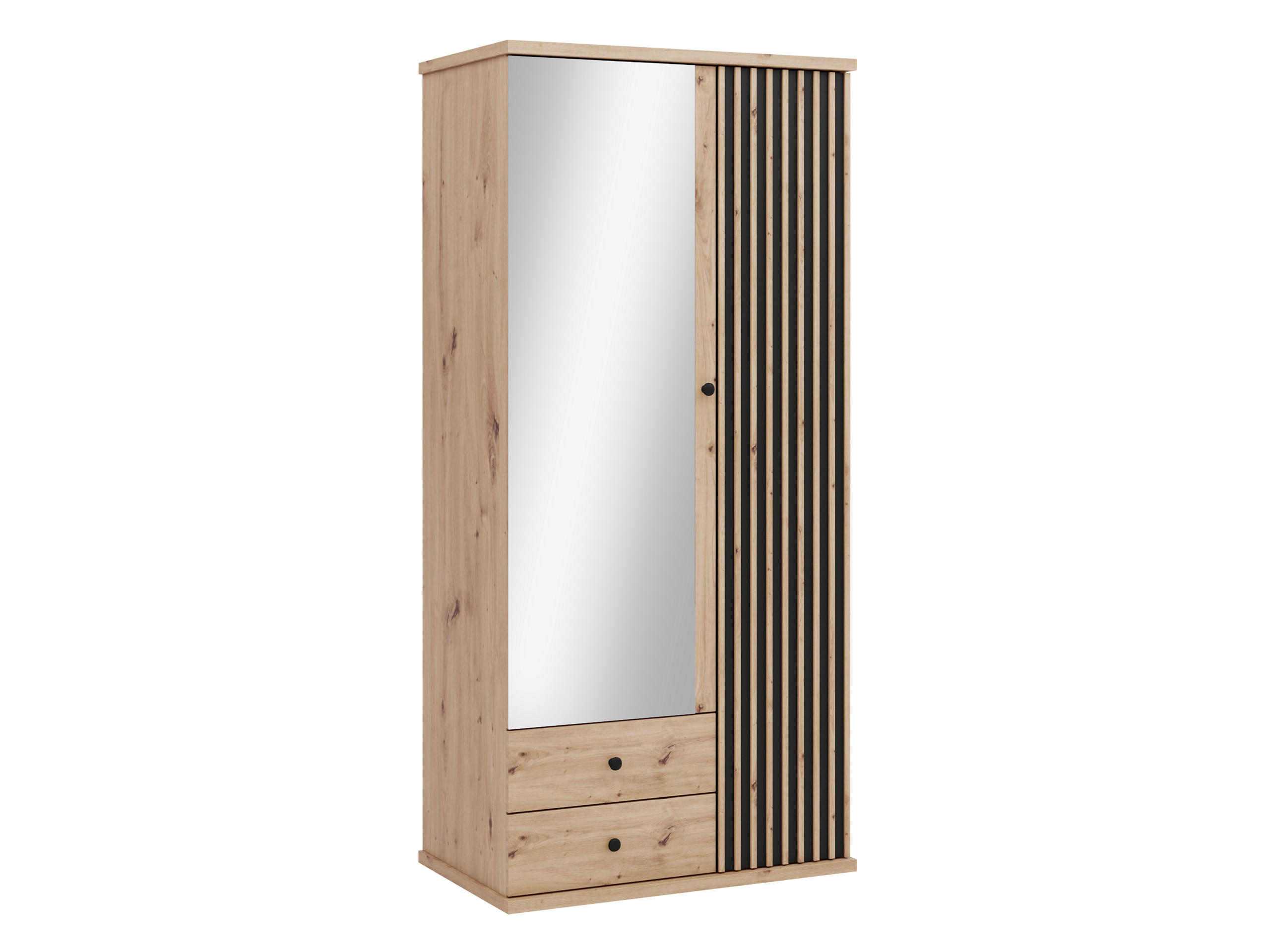 KLEIDERSCHRANK Cali C-25 - Schwarz/Eiche Artisan, Holzwerkstoff/Kunststoff (100/213/60cm) - MIRJAN24