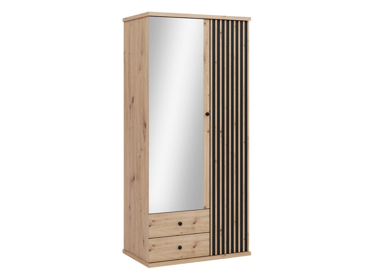KLEIDERSCHRANK Cali C-25 - Schwarz/Eiche Artisan, Holzwerkstoff/Kunststoff (100/213/60cm) - MIRJAN24