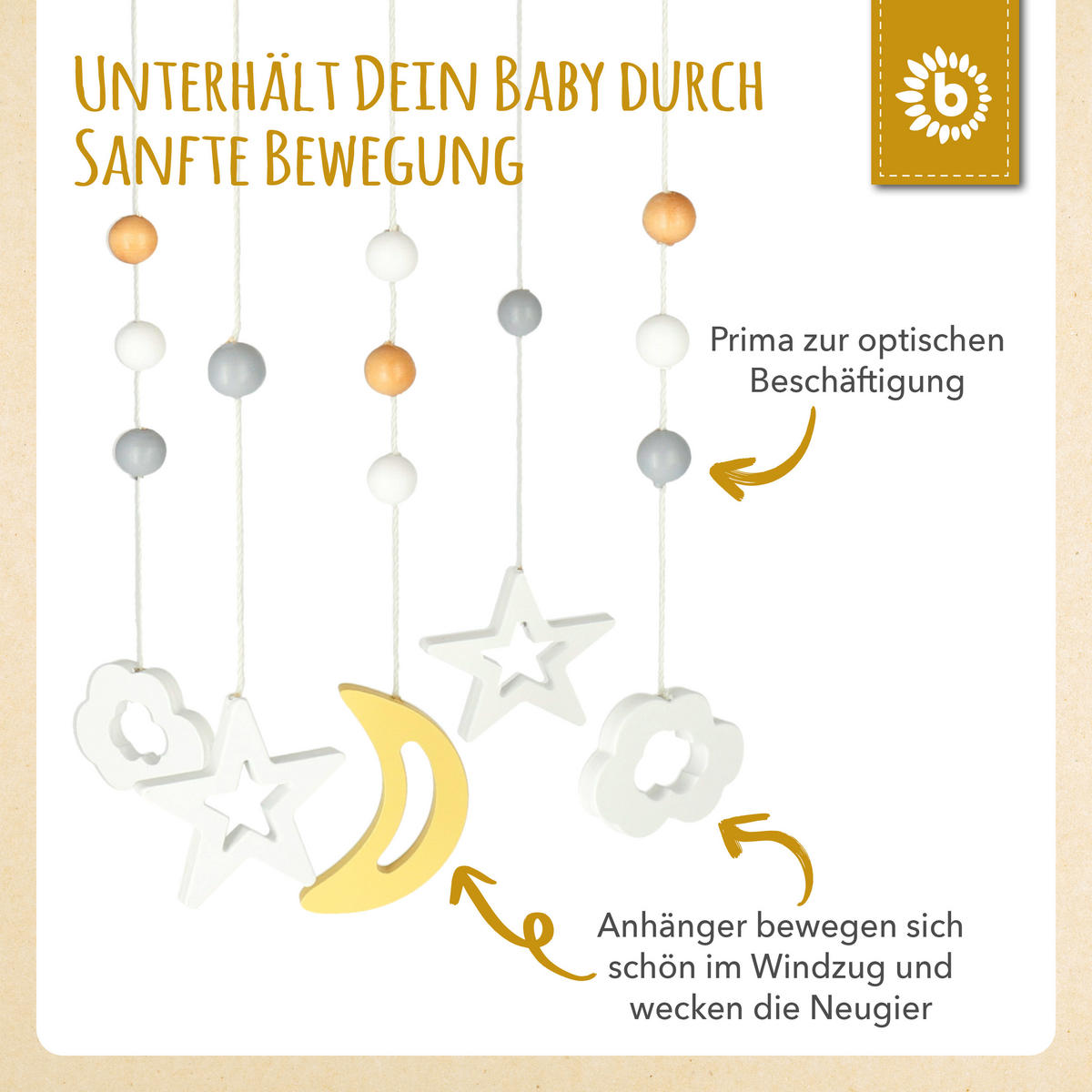 MOBILE Holz Sternenhimmel - ab Geburt - Weiß, Holz (14.8/14.8cm) - Bieco Spielwaren