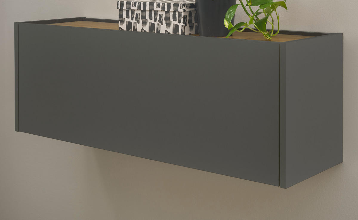 HÄNGEELEMENT grau matt, Eiche Wotan 100 cm, Hängeschrank für Homeoffice und Büro - Eiche Wotan/Grau, Holzwerkstoff (100/35/30cm) - Furn.Design
