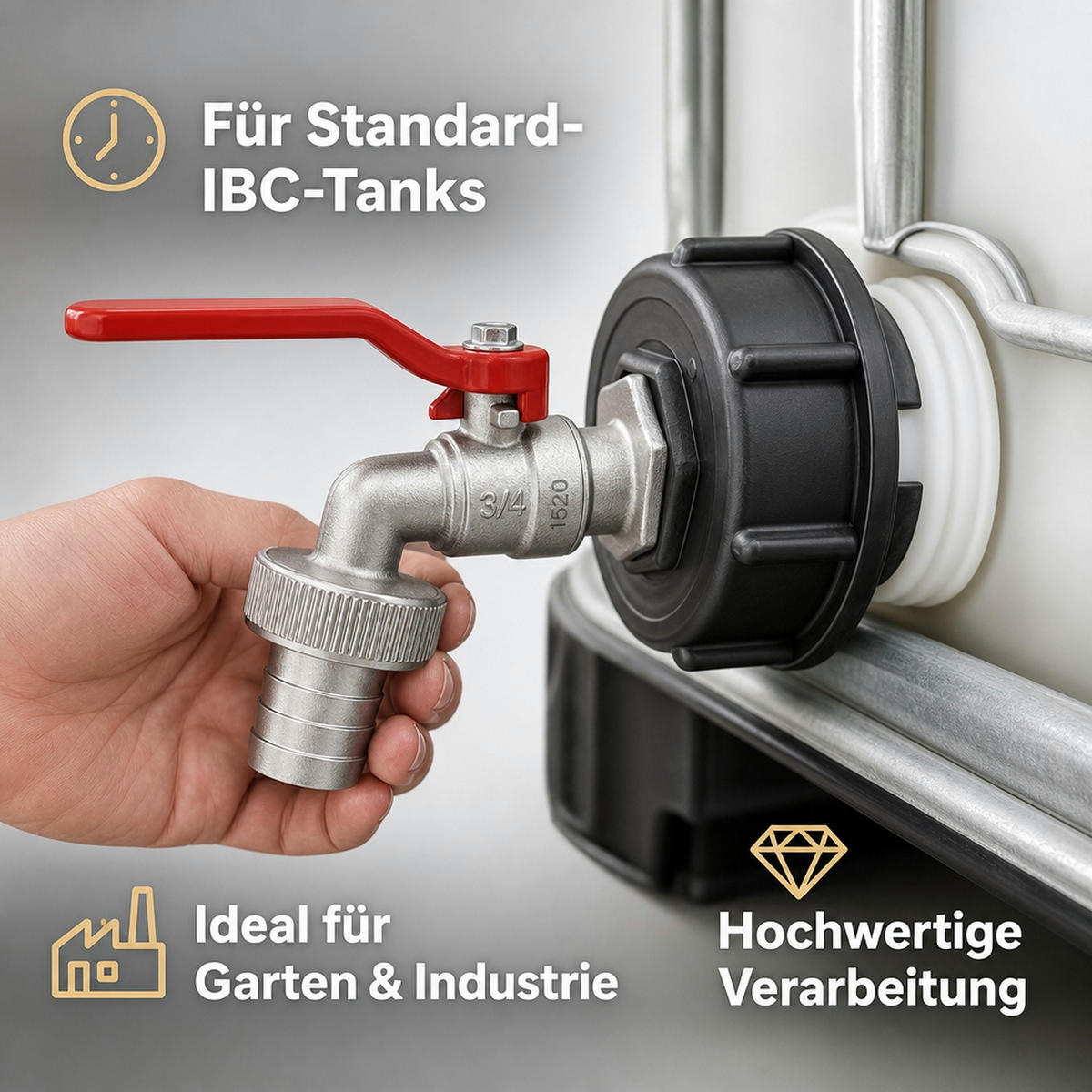 IBC Anschlusshahn 3/4 ' - Silberfarben, Metall (1.1/1/1.8cm) - Westfalia