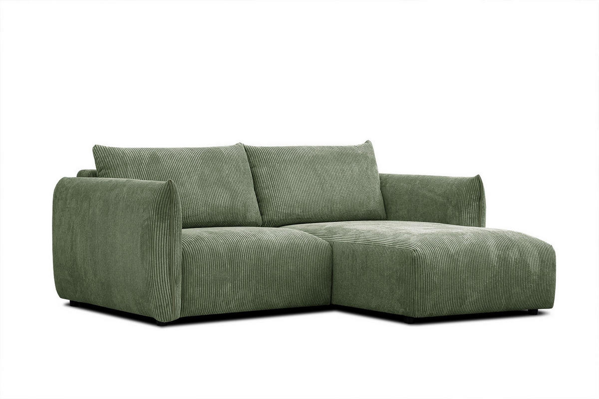 ECKSOFA TAUER 3-Sitzer, olivgrün - Schwarz/Olivgrün, Holzwerkstoff/Kunststoff (206/173cm) - Courtois Laville