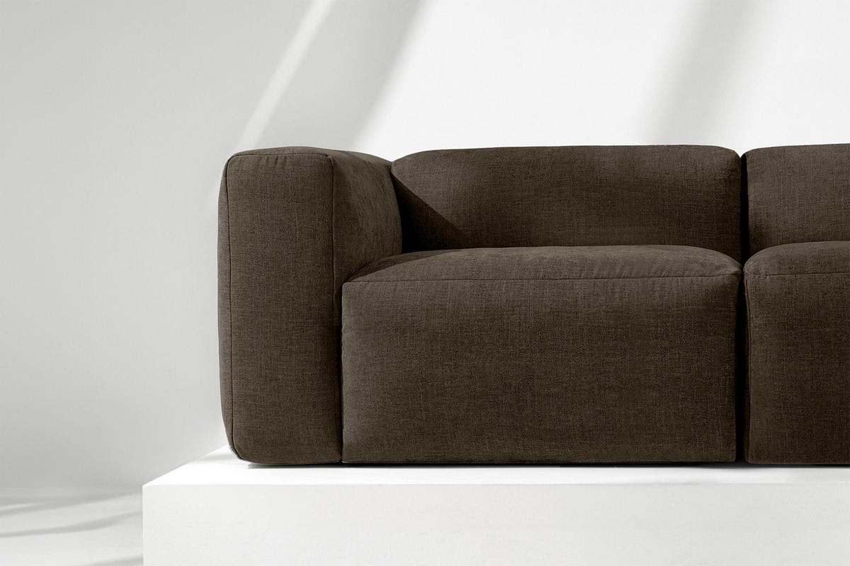 2,5-SITZER-MODULSOFA BUFFO mit extrem weicher und bequemer Sitzfläche, Gewebestoff, braun - Braun, Textil (250/73/96cm) - KONSIMO®