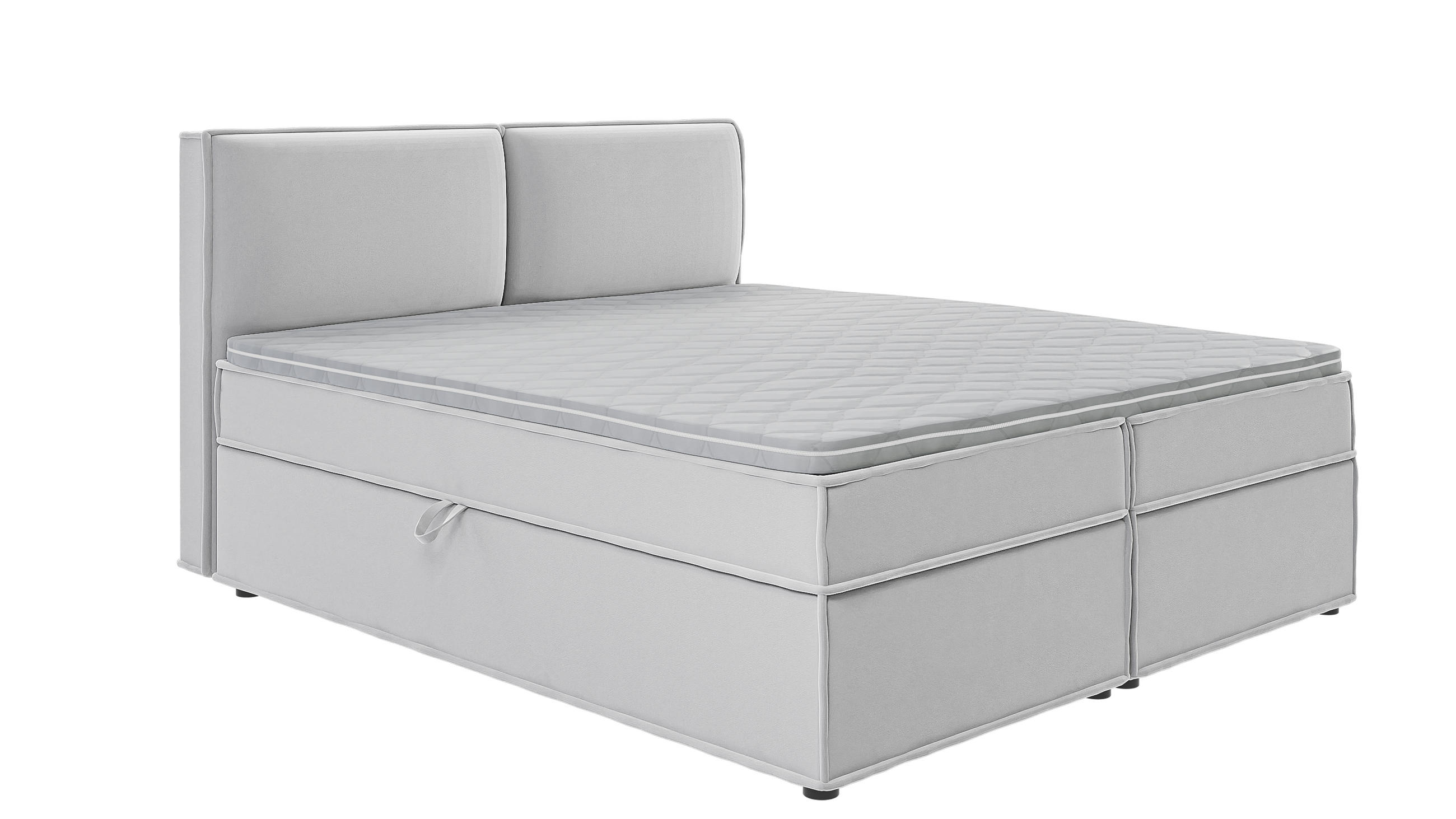 BOXBETT Eclipse 180/200 cm Silber Luxusmicrofaser - Silberfarben/Schwarz, Holz/Kunststoff (180/200cm) - S-Style Möbel