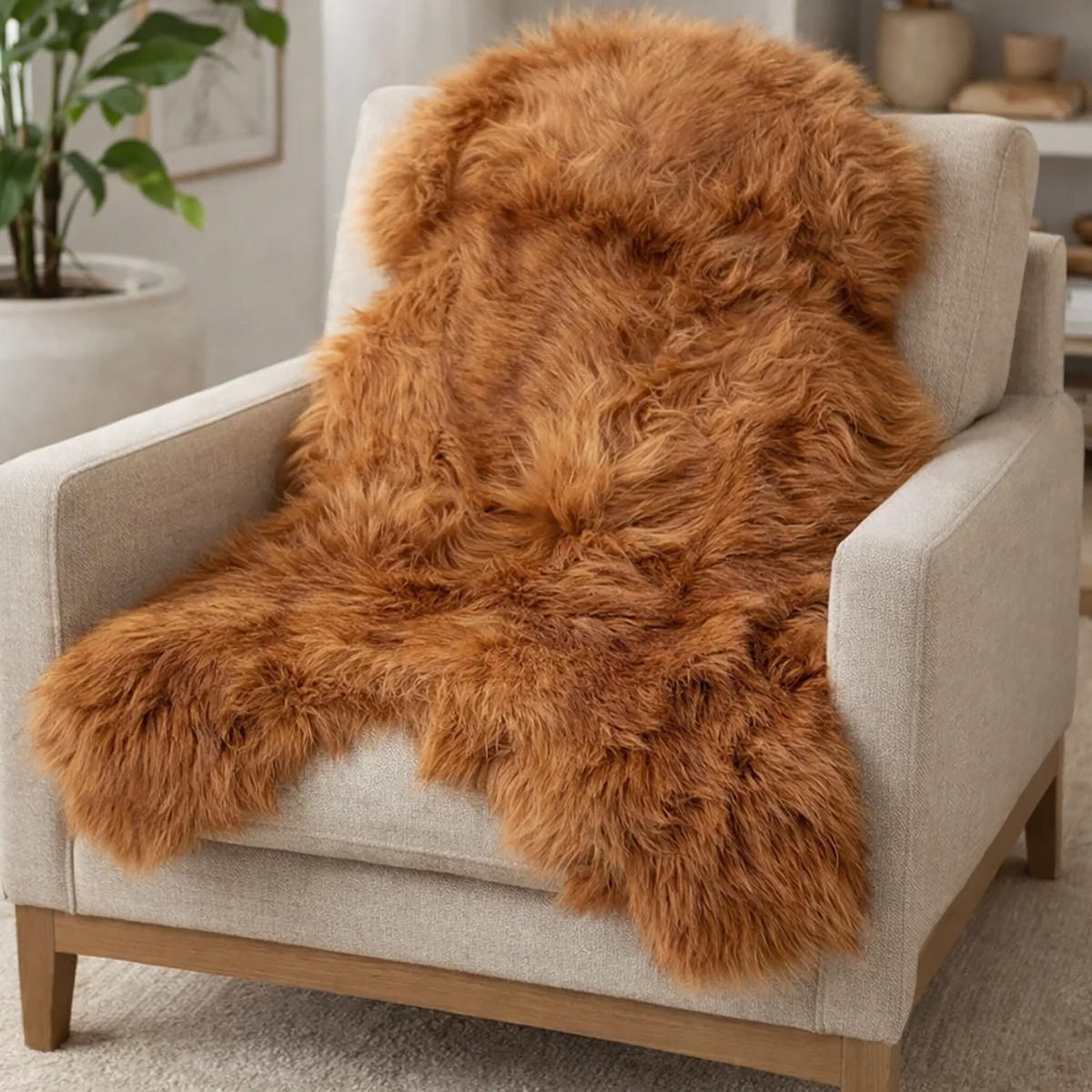 SCHAFFELL Langhaar skandinavisch weich chromfrei Ginger ca. 125 cm - Rotbraun, Fell (70/125cm) - Provellus