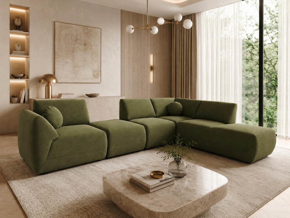 ECKSOFA Cordoba Modulares Rechts Grün - Grün, Textil (352/244cm) - KS Home Concept