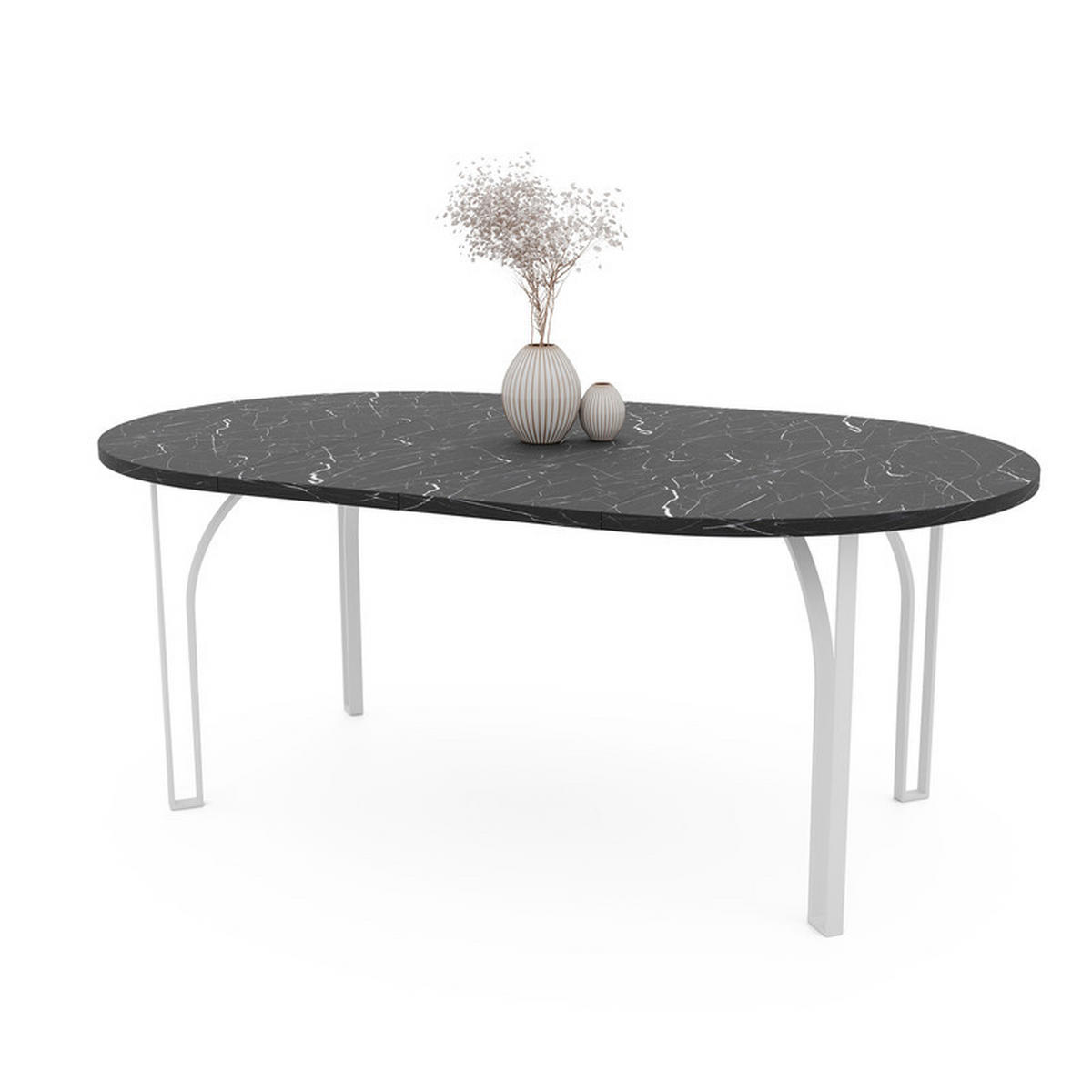 AUSZIEHTISCH ASTRO 100/76 cm, Weiß / Grau - Weiß/Grau, Holzwerkstoff/Metall (100/100/76cm) - Idohome
