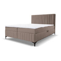 BOXBETT QUANT mit 2 Bettkästen, 180x200, Farbe: Braun, Velourstoff, mit Bonell-Matratze inkl. Topper - Braun, Holz/Kunststoff (180/200cm) - VENASI MÖBEL