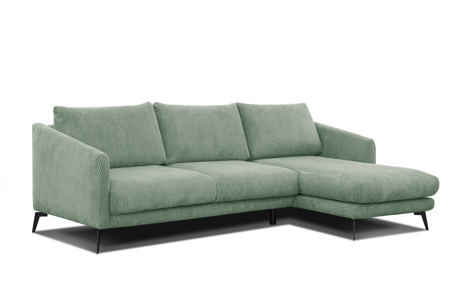 ECKSOFA VILT 4-Sitzer, mintgrün - Schwarz/Mintgrün, Holzwerkstoff/Textil (255/156cm) - Courtois Laville