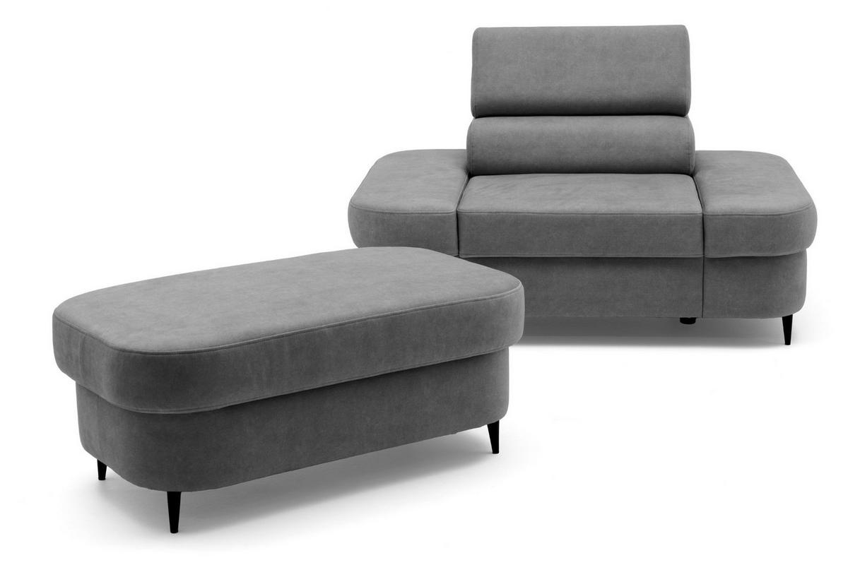 POUF PRIAM 104 x 60 cm Velours Dunkelgrau - Dunkelgrau/Schwarz, Holz/Textil (104/43/60cm) - Muffo