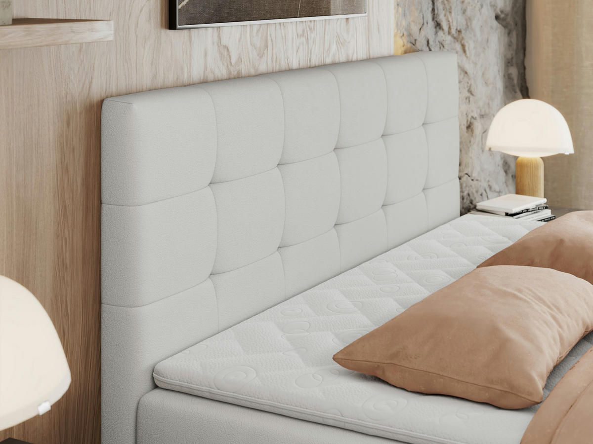 BOXBETT CENTO 120/200 Weiß Kunstleder - H4 - Weiß, Holz/Textil (120/200cm) - MKS