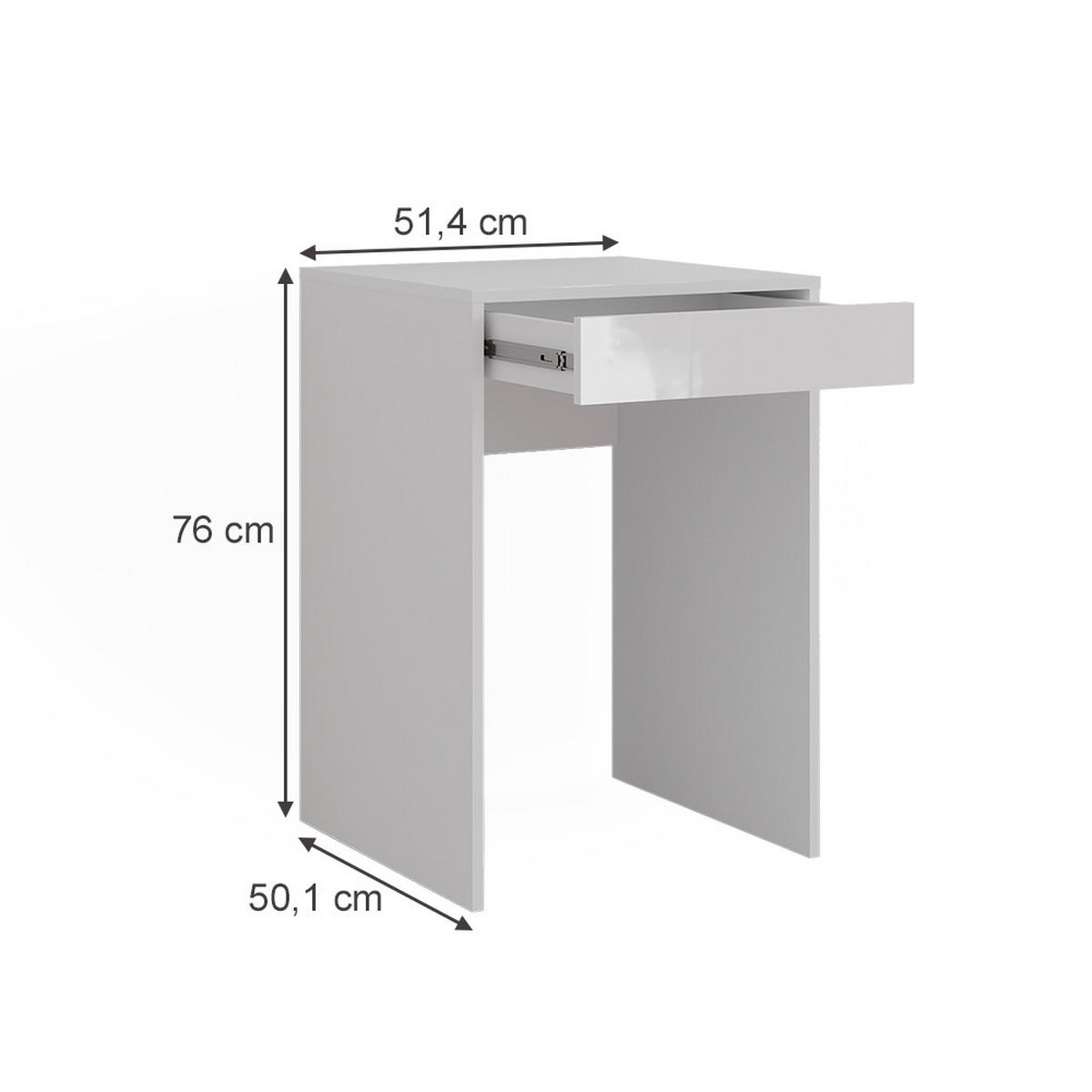 TOALETNÍ STOLEK Sherry Bílá/bílý vysoký lesk - vysoce lesklá bílá, kompozitní dřevo (51.4/76/50.1cm) - Vicco