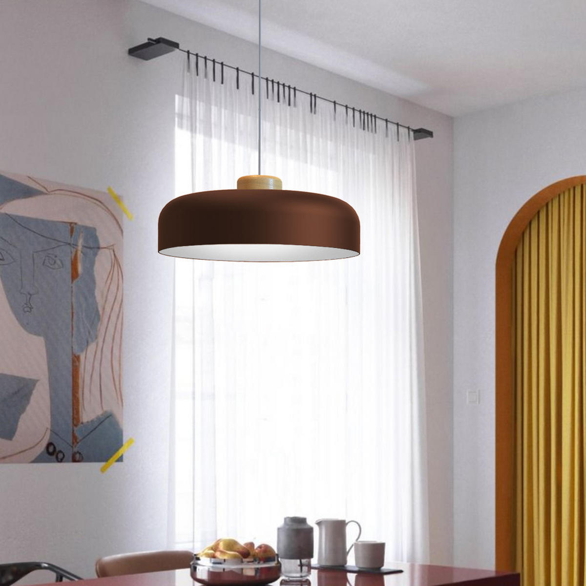 HÄNGELEUCHTE - Dunkelbraun, Metall (40/40/10cm) - Lumicom